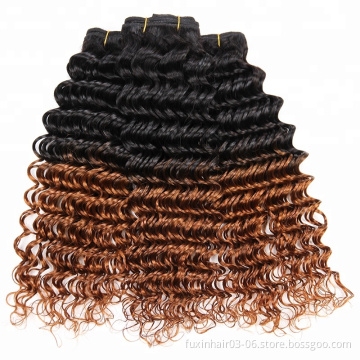 Factory Direct Sale Cuticle Aligned Deep Wave Hair With Indian 1B 30 Ombre Color